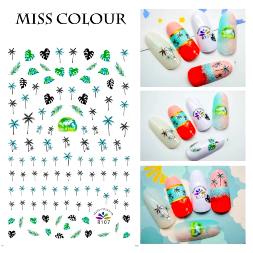 💅 Palm Trees Peel & Stick Nail Art Stickers Leaves Mani Pedi
